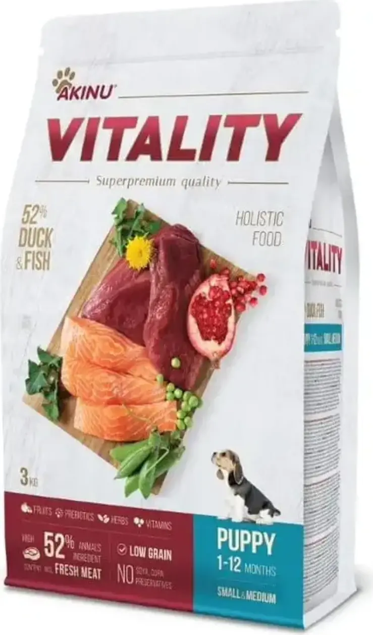 Akinu Vitality Dog Puppy Small/Medium Duck & Fish 3 kg