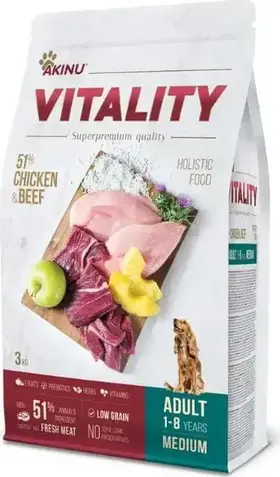 Akinu Vitality Dog Adult Medium Chicken & Beef 3 kg