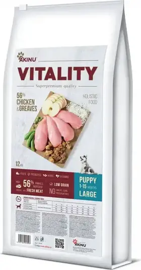 Akinu Vitality Dog Puppy Large Chicken &amp; Greaves 12 kg