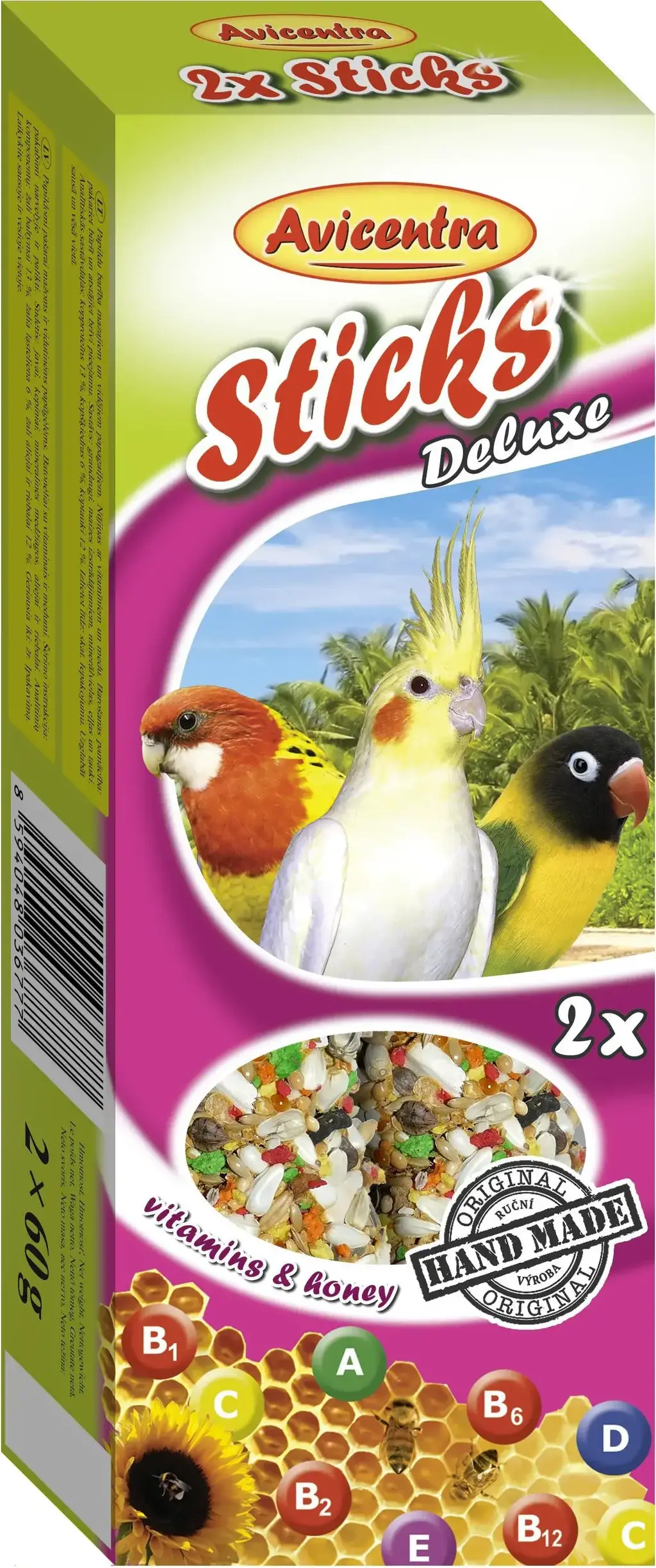 Avicentra Sticks Deluxe Vitamíny & Med pro malé papoušky 2 ks