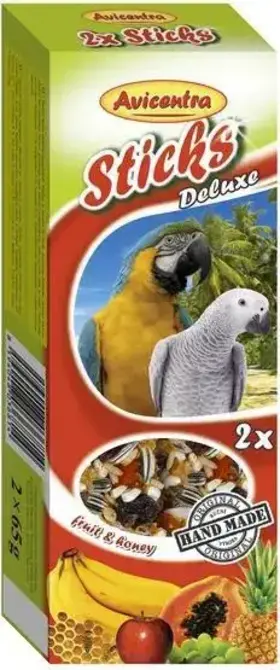 Avicentra Sticks Deluxe Ovoce & Med pro velké papoušky 2 ks