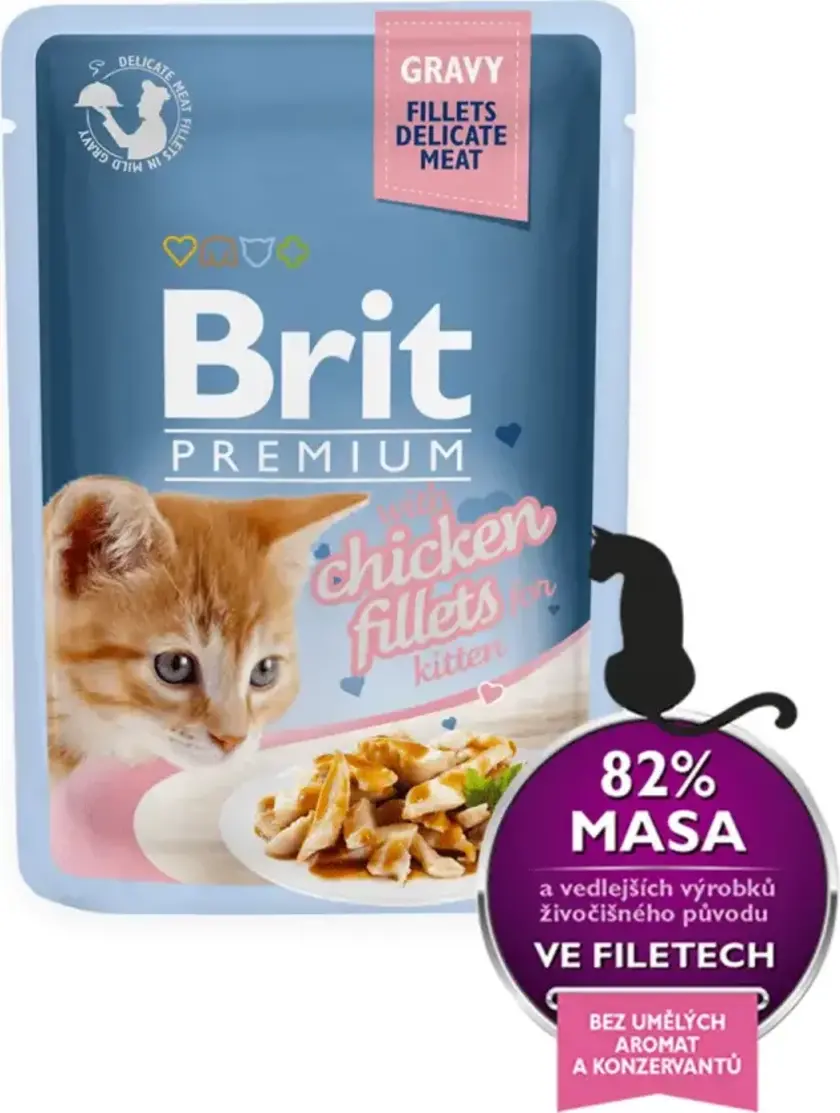 Brit Premium Cat Delicate Fillets in Gravy with Chicken for Kitten 24 X 85 g