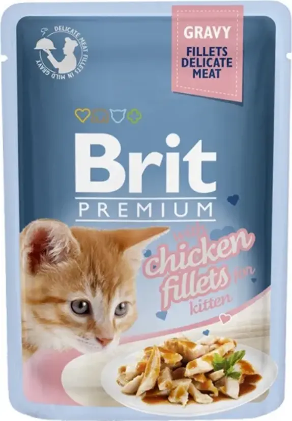 Brit Premium Delicate Fillets in Gravy with Chicken for Kitten 85 g