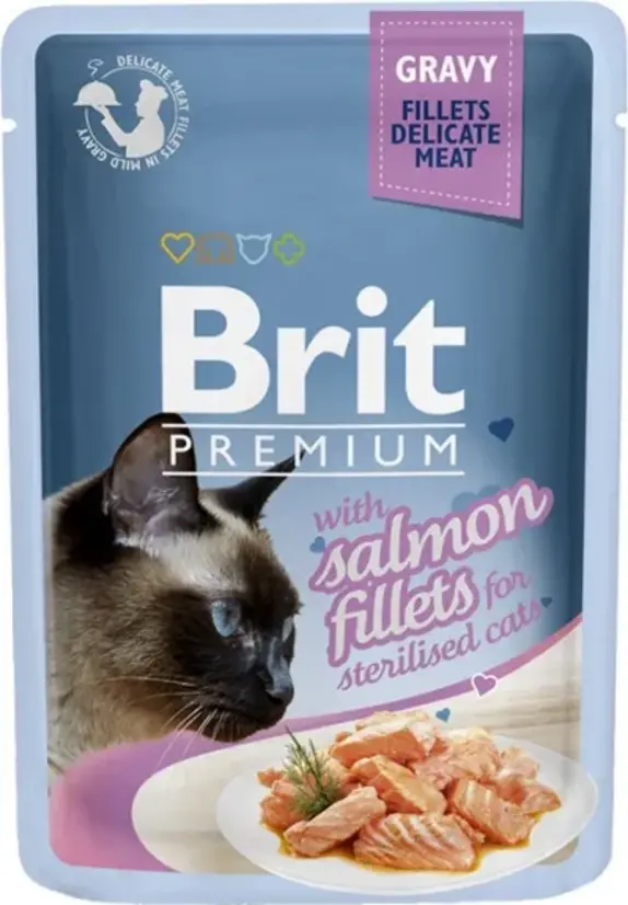 Brit Premium Delicate Fillets in Gravy with Salmon for Sterilised 85 g