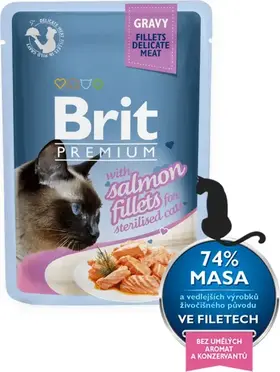 Brit Premium Cat Delicate Fillets in Gravy with Salmon for Sterilised 24 X 85 g