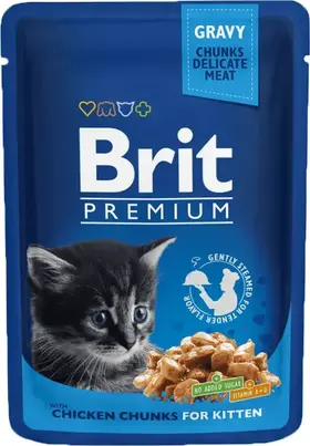 Brit Premium Cat Pouches Chicken Chunks for Kitten 24 x 100g