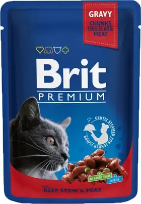 Brit Premium Cat Pouches with Beef Stew & Peas 24 x 100g