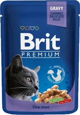 Brit Premium Cat Pouches with Cod Fish 24 x 100g