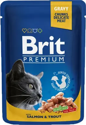Brit Premium Cat Pouches with Salmon & Trout 24 x 100g