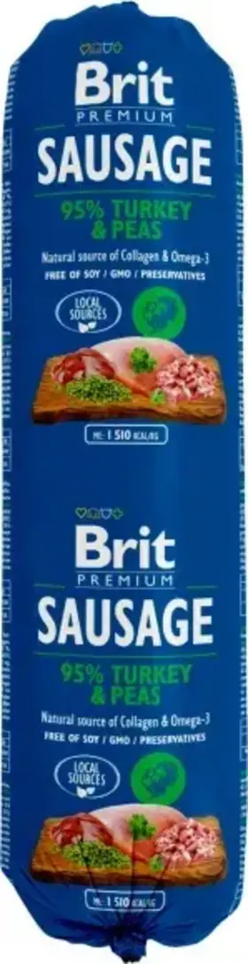 Brit Sausage Turkey & Peas 800g
