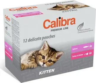 Calibra Cat Premium Line Kitten Salmon & Turkey & Chicken Multipack 12 × 100 g