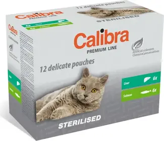 Calibra Cat Premium Line Sterilised Liver & Salmon Multipack 12 × 100 g