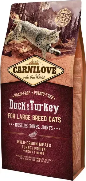 Carnilove Duck & Turkey for Large Breed Cats Muscles, Bones, Joints 6 kg