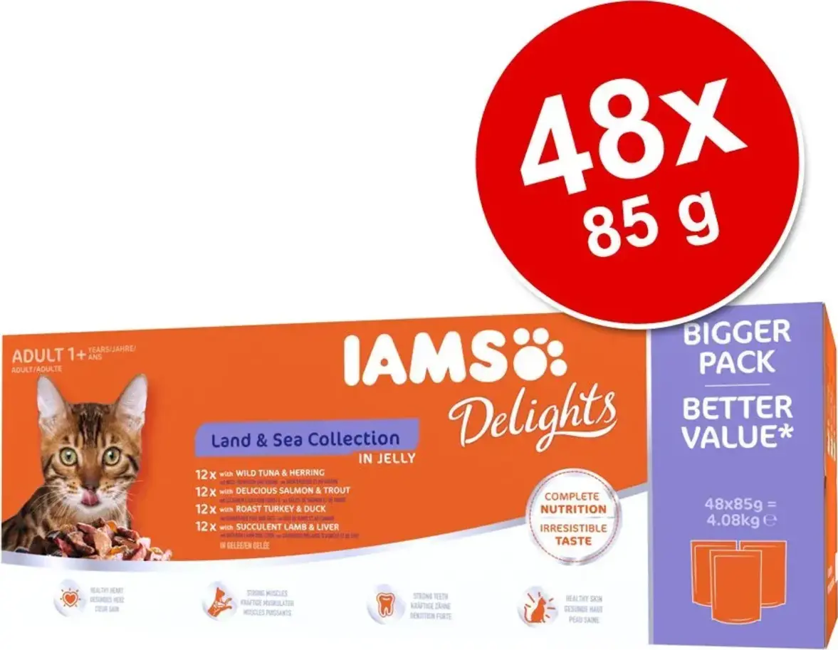 Iams Delights Land and Sea Collection in Gravy Multipack 48 x 85 g