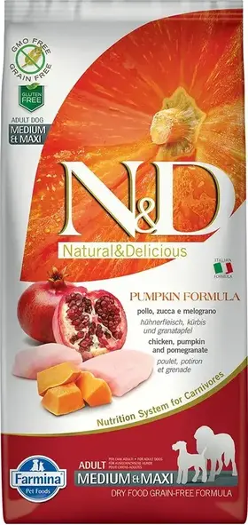 N&D Pumpkin Adult Dog Medium & Maxi Grain Free Chicken & Pomegranate 12 kg