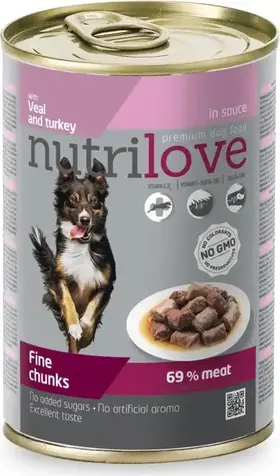 Nutrilove Fine Chunks with Veal and Turkey in Sauce 415 g