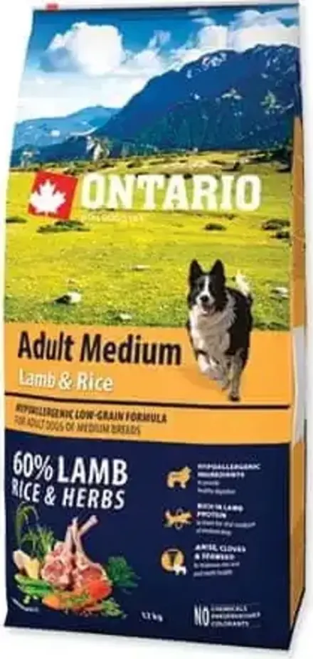 Ontario Adult Medium Lamb & Rice 12 kg
