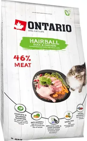 Ontario Cat Hairball Duck & Chicken 2 kg