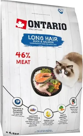 Ontario Cat Long Hair Duck & Salmon 6,5 kg