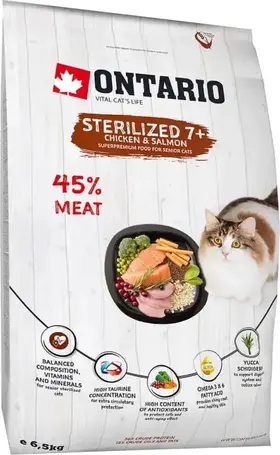 Ontario Cat Sterilised 7+ Chicken & Salmon 6,5 kg