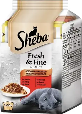 Sheba Fresh &amp; Fine in Sauce Exkluzivní výběr ve šťávě 6 x 50 g