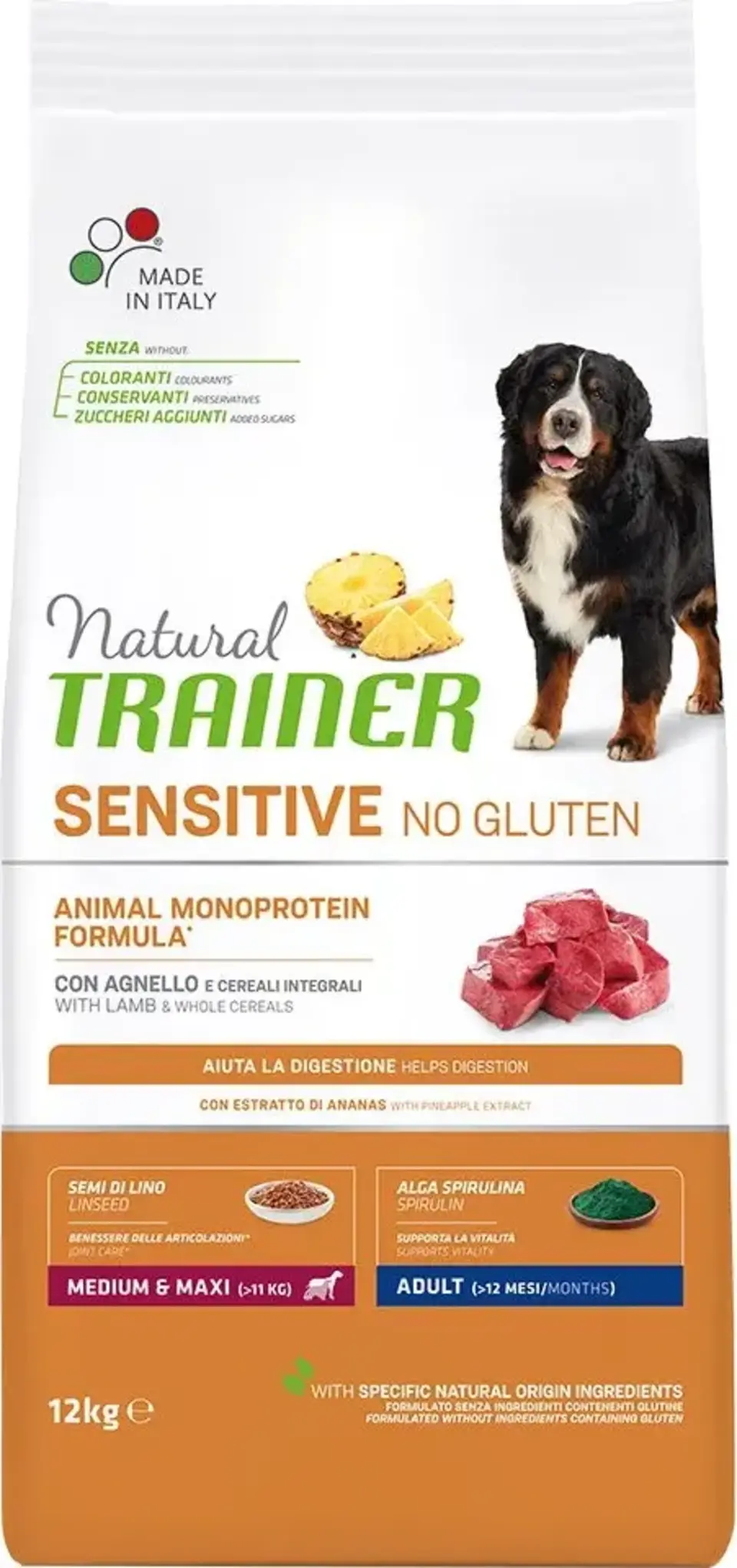 Trainer Natural Sensitive No gluten Adult Medium & Maxi Lamb 12 kg